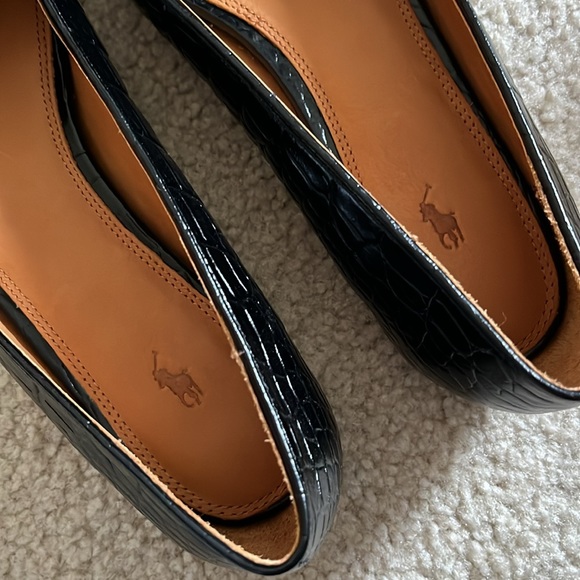 Black leather polo Ralph Lauren pointed toe flats - Picture 5 of 5